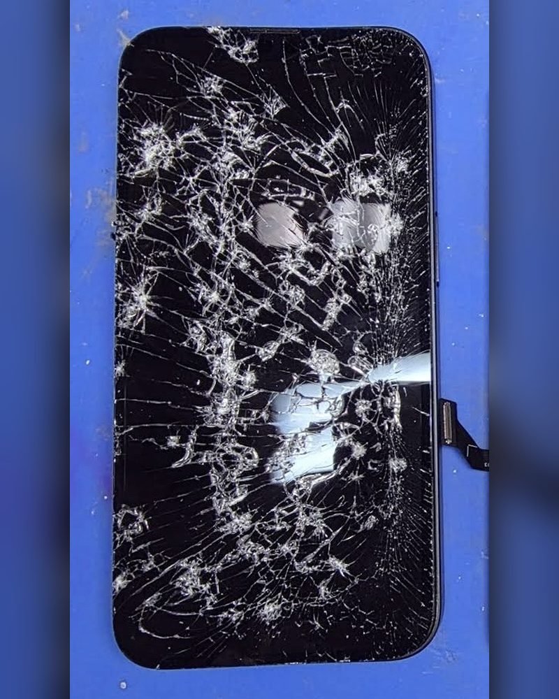 Phone with a worn display, before