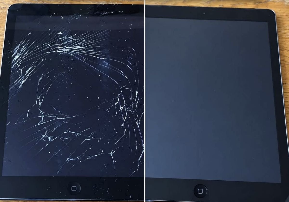 Tablet screens before and after service