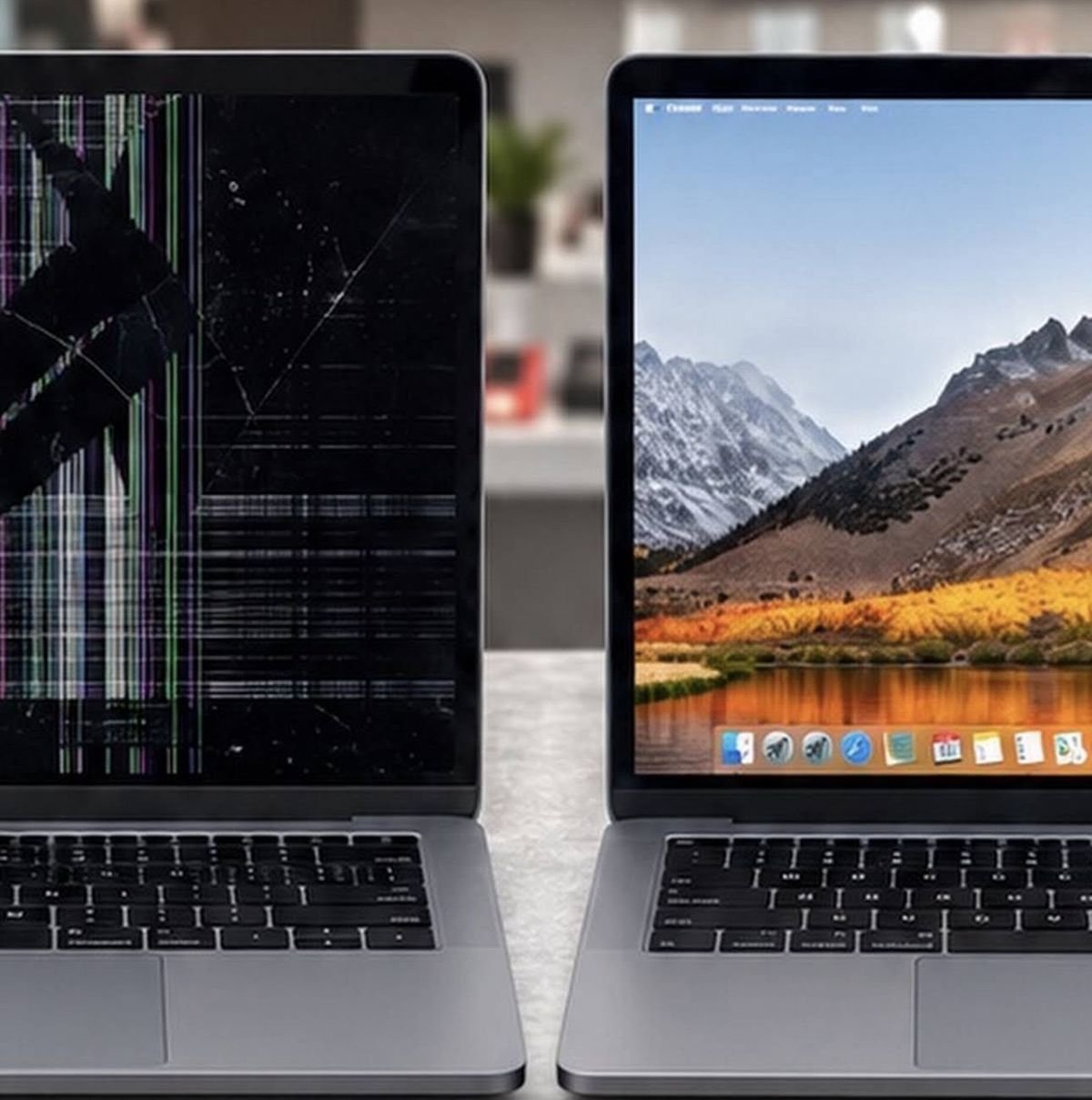 Laptop screens before and after service